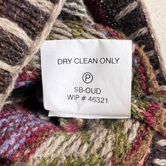 Vintage 90s Woolrich Wool Sweater L Fair Isle Floral Knit Hong Kong Boho Cottage - Picture 14 of 14